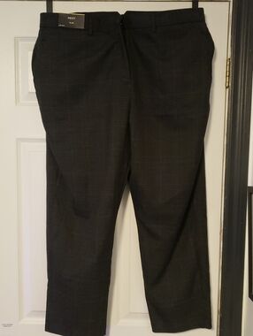 next Men's Dark Gray Plaid Dress Pants